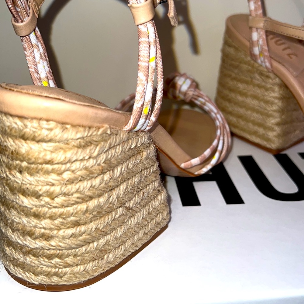 New Schutz Dahra Knotted Print Fabric Block Heel Espadrille Sandals - Picture 12 of 13